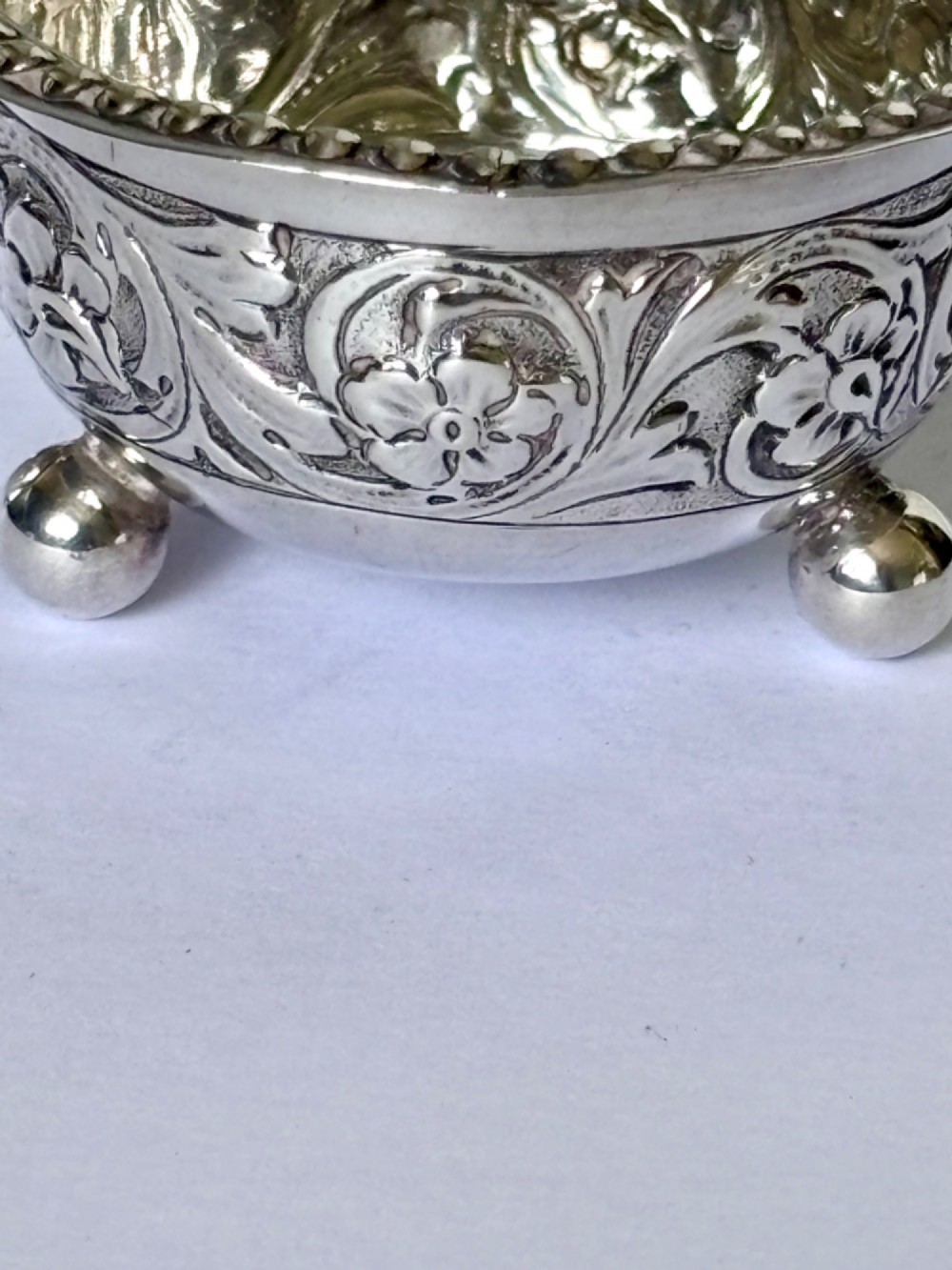 A Beautiful Pair of Victorian Silver Salts Sheffield 1891 JOHN ROUND View VI