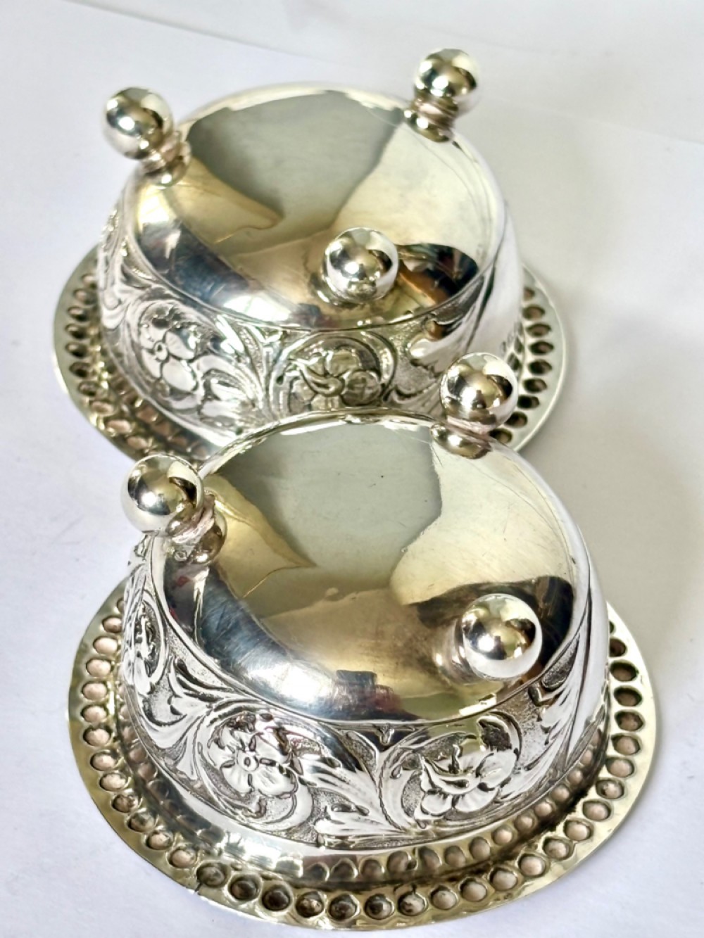 A Beautiful Pair of Victorian Silver Salts Sheffield 1891 JOHN ROUND View VII