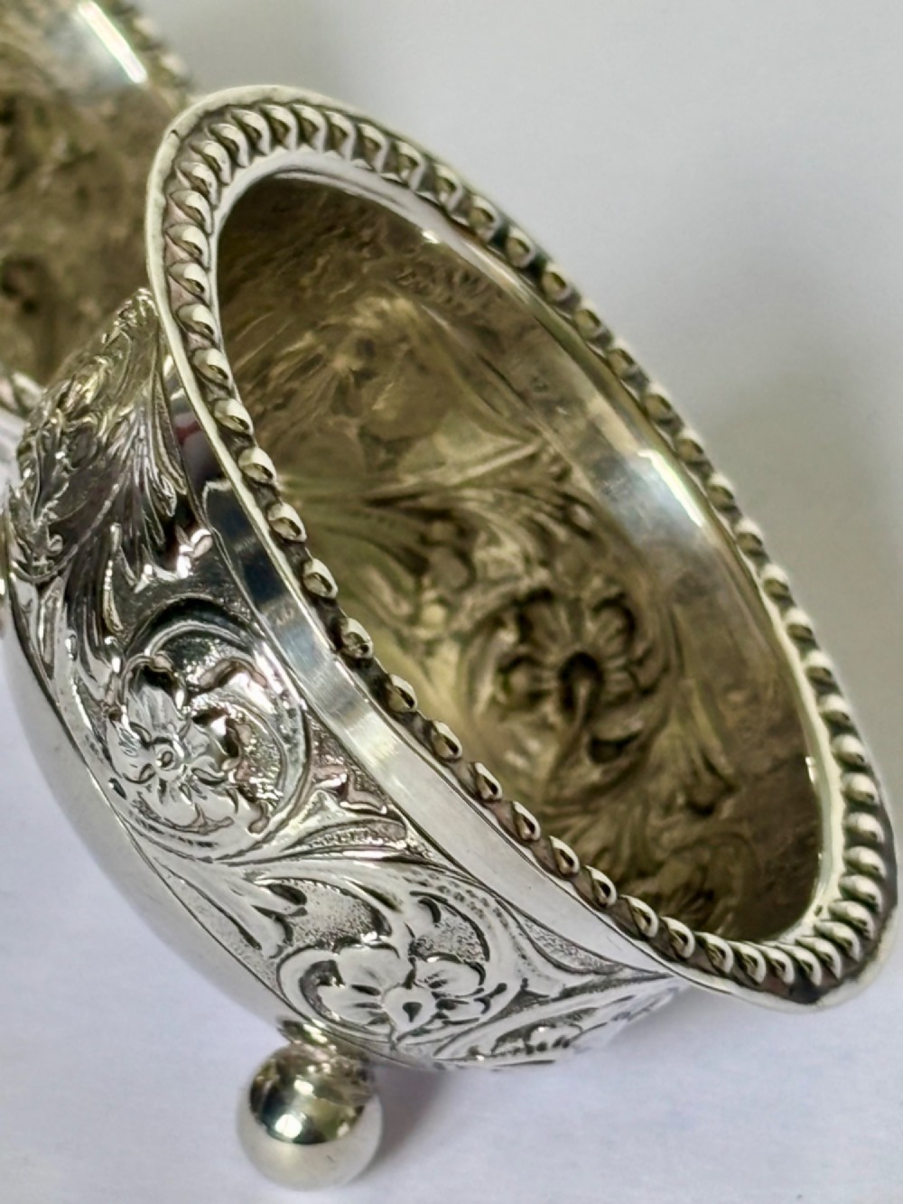 A Beautiful Pair of Victorian Silver Salts Sheffield 1891 JOHN ROUND View IX