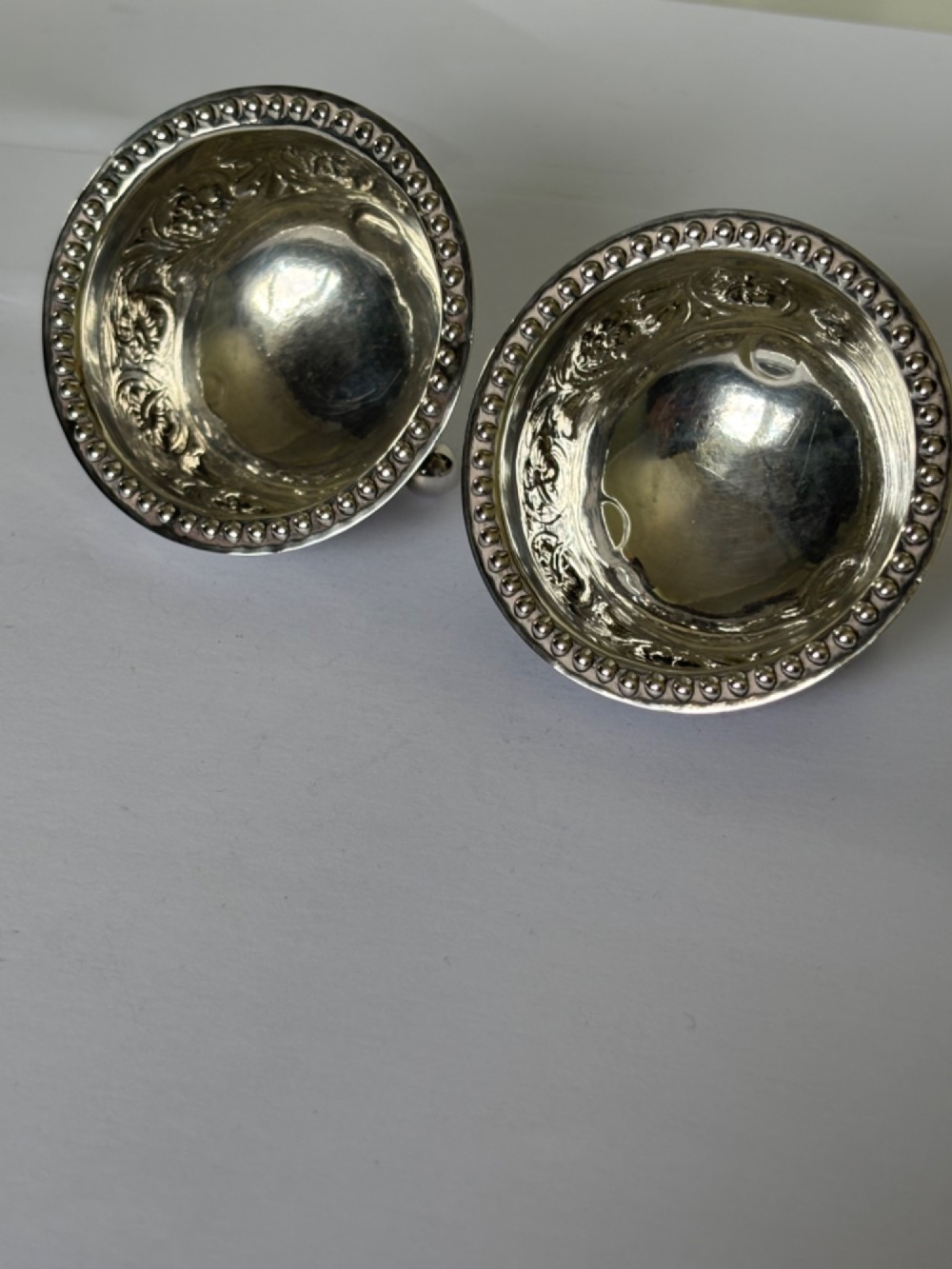 A Beautiful Pair of Victorian Silver Salts Sheffield 1891 JOHN ROUND View X