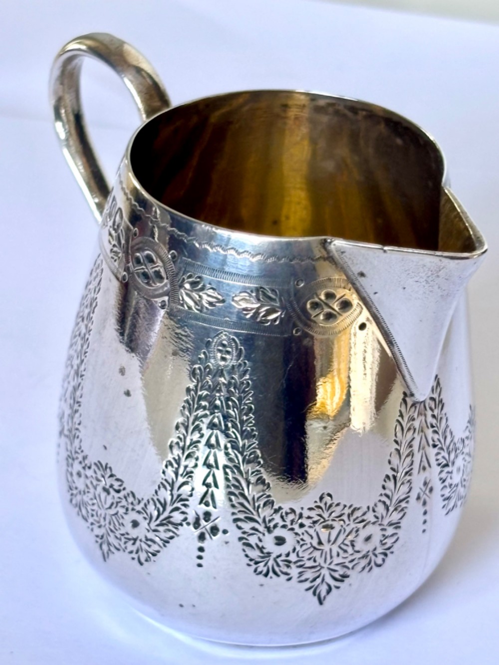 Victorian Silver Sparrow Beak Milk Cream Jug HENRY HOLLAND London 1878 View IV
