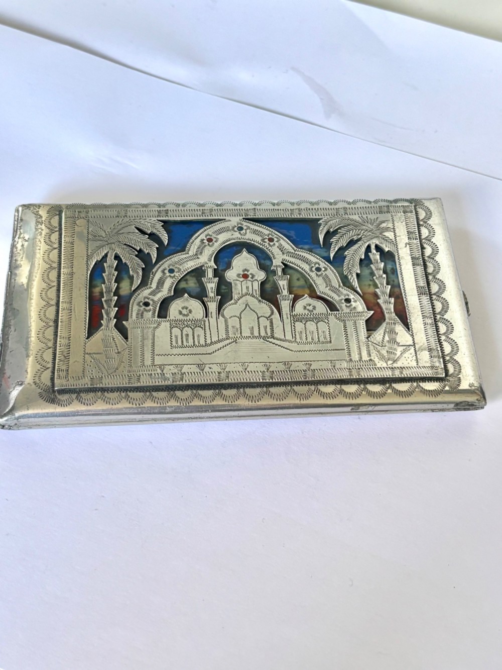 WWII POW North AFRICA EGYPT Aluminium Cigarette Case MOSQUE SPHINX LILI MARLEEN