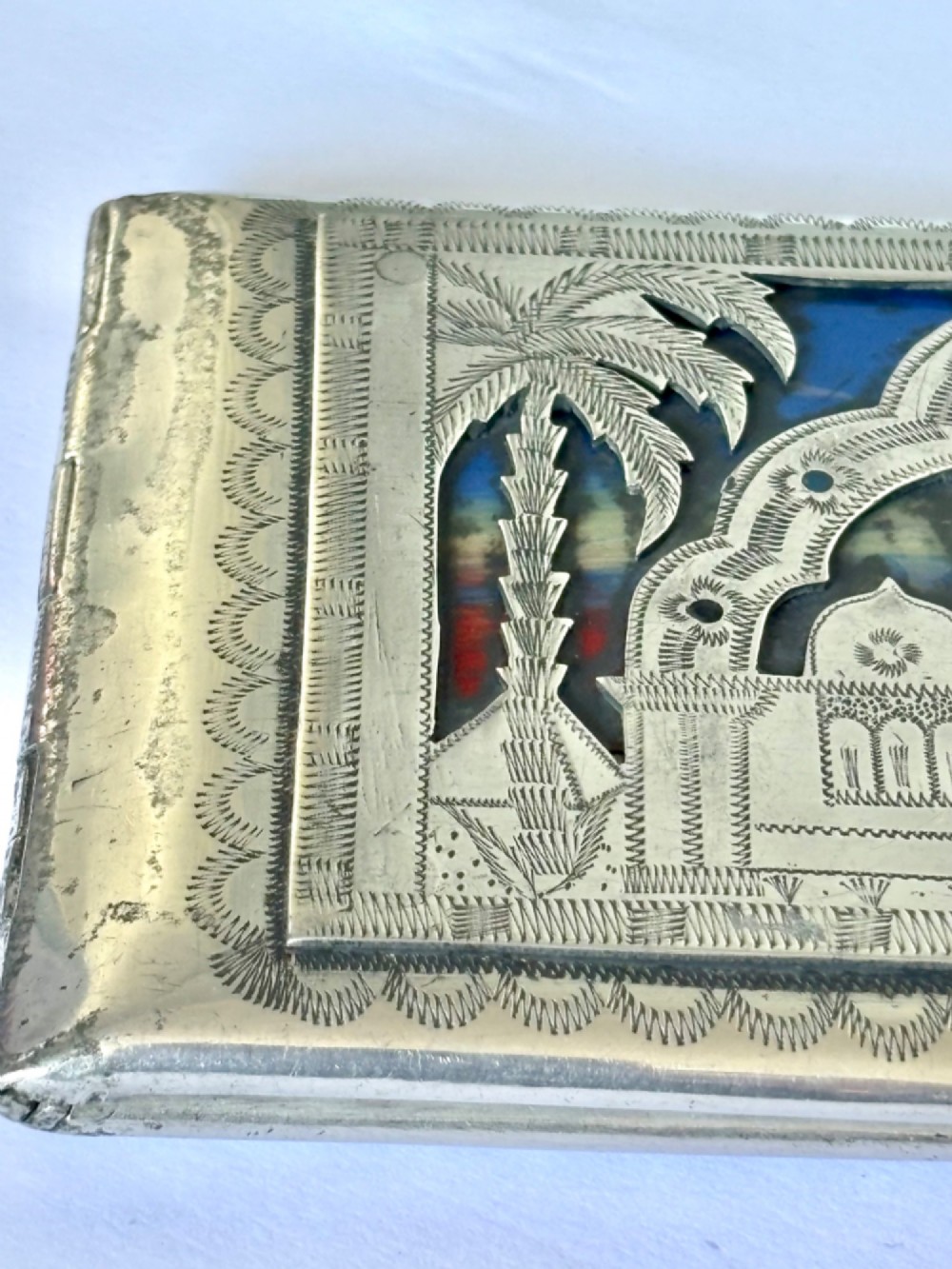 WWII POW North AFRICA EGYPT Aluminium Cigarette Case MOSQUE SPHINX LILI MARLEEN View VI