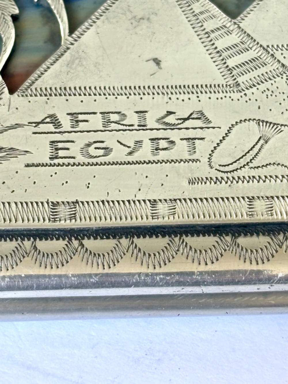 WWII POW North AFRICA EGYPT Aluminium Cigarette Case MOSQUE SPHINX LILI MARLEEN View IX