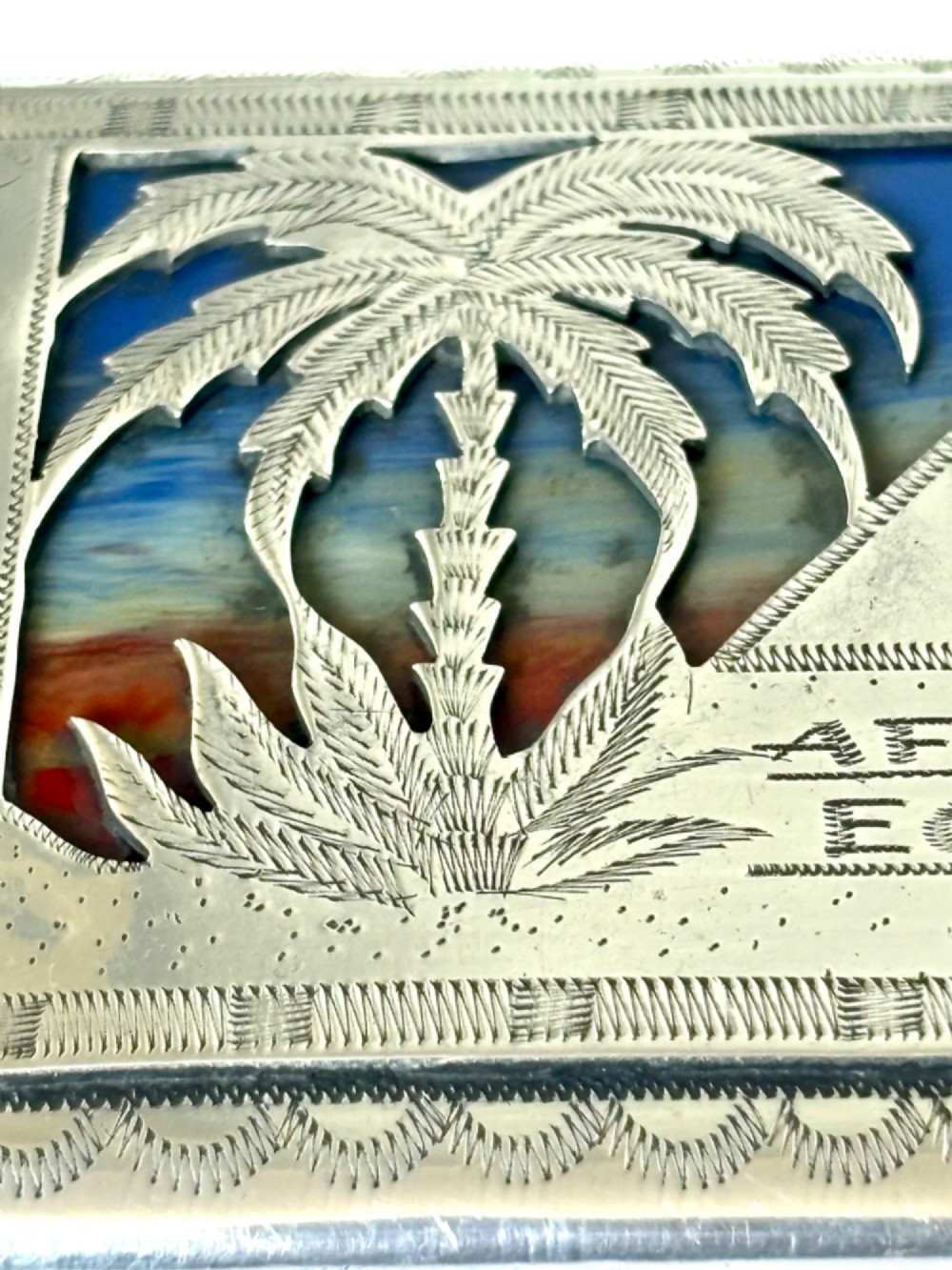 WWII POW North AFRICA EGYPT Aluminium Cigarette Case MOSQUE SPHINX LILI MARLEEN View XI