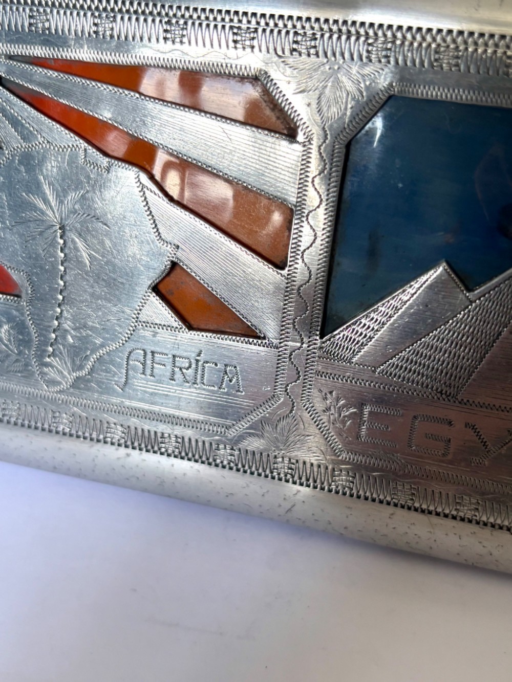 WWII POW North AFRICA EGYPT Aluminium Cigarette Case MOSQUE SPHINX LILI MARLEEN View XIV
