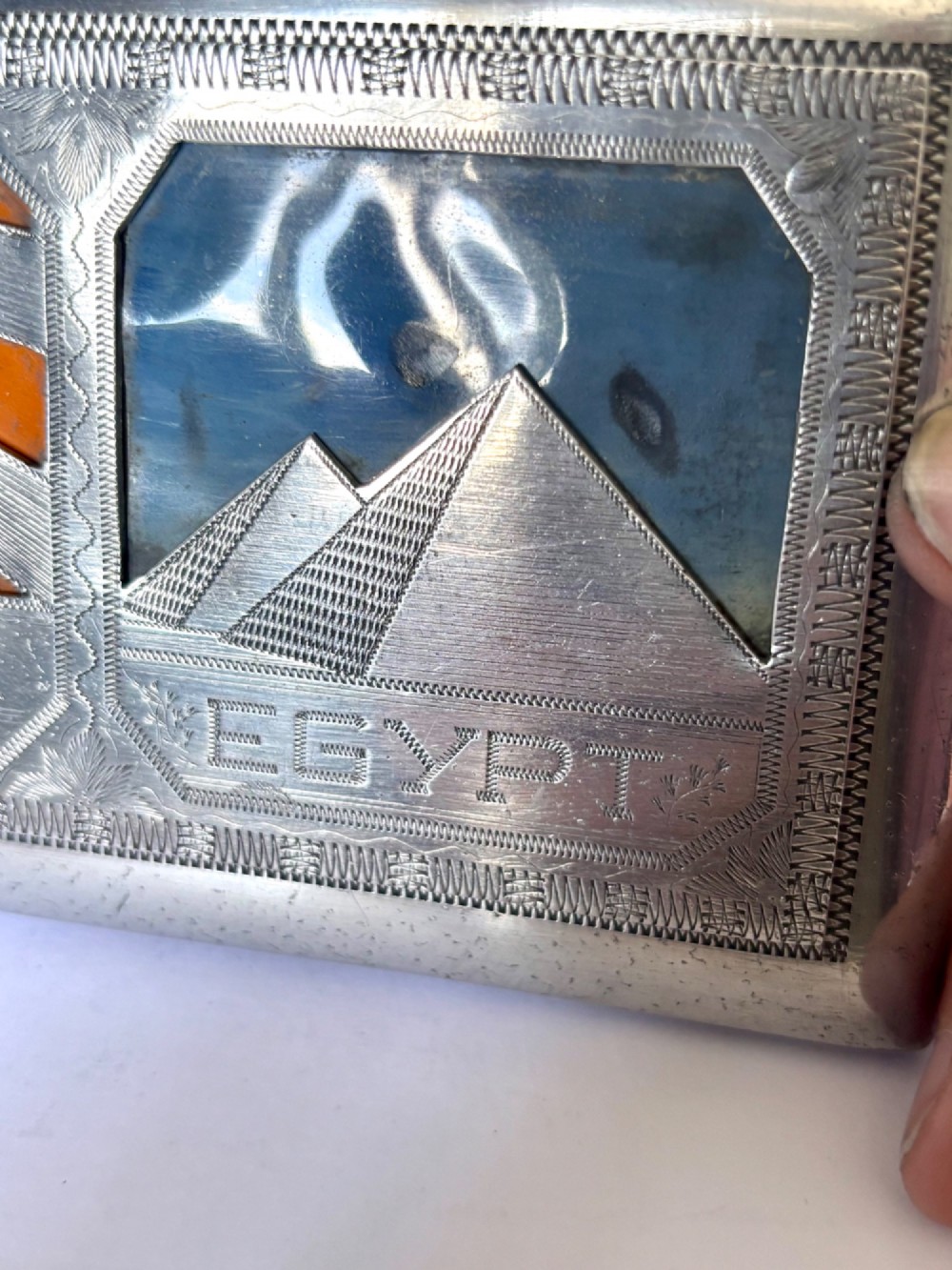 WWII POW North AFRICA EGYPT Aluminium Cigarette Case MOSQUE SPHINX LILI MARLEEN View XV