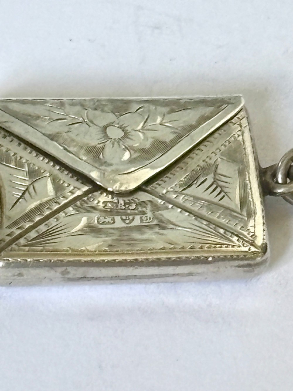 Antique Edwardian Solid Silver Envelope Stamp Case CHESTER 1904 AE JENKINS View II