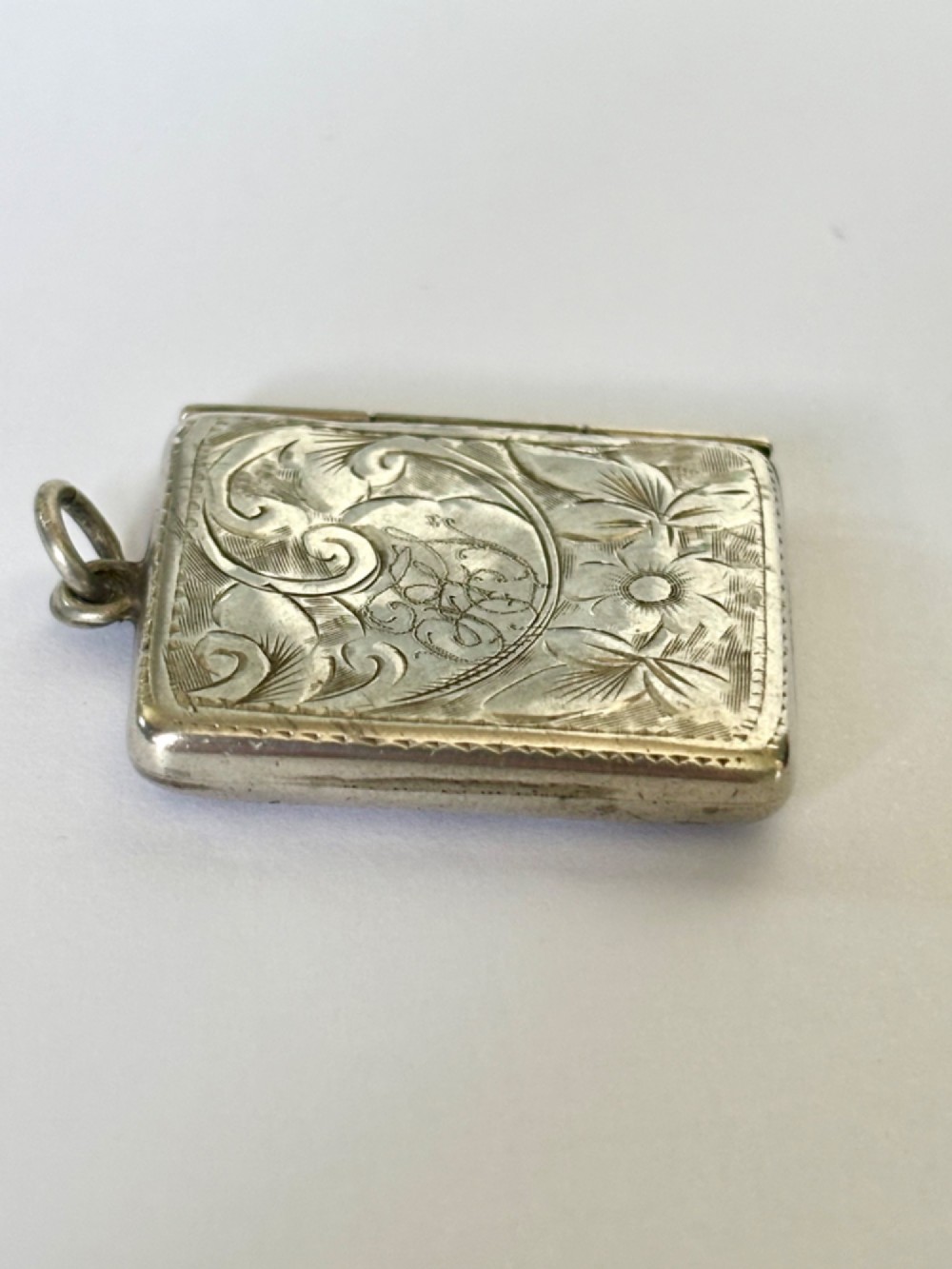 Antique Edwardian Solid Silver Envelope Stamp Case CHESTER 1904 AE JENKINS View VIII