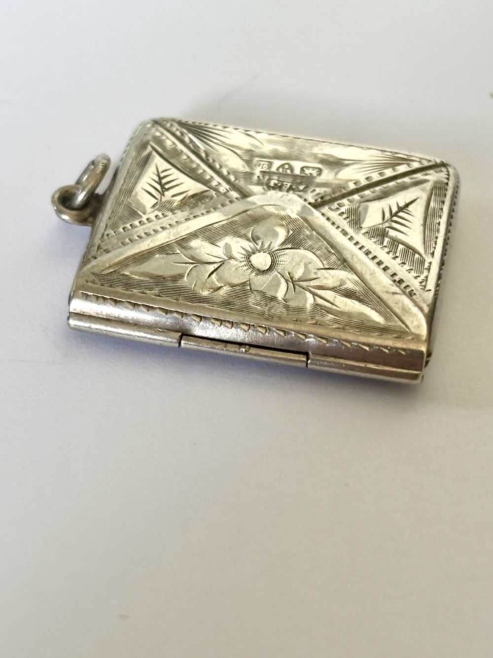 Antique Edwardian Solid Silver Envelope Stamp Case CHESTER 1904 AE JENKINS View IX