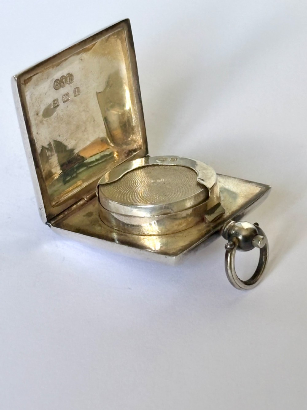 George V SILVER Square Sovereign Case BIRMINGHAM 1910 EJ HOULSTON View VIII