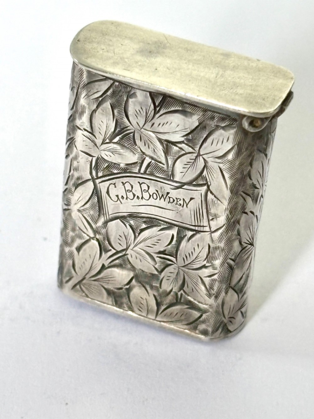 Victorian Silver Flip Top Vesta Case HENRY WILLIAMSON BIRMINGHAM 1886