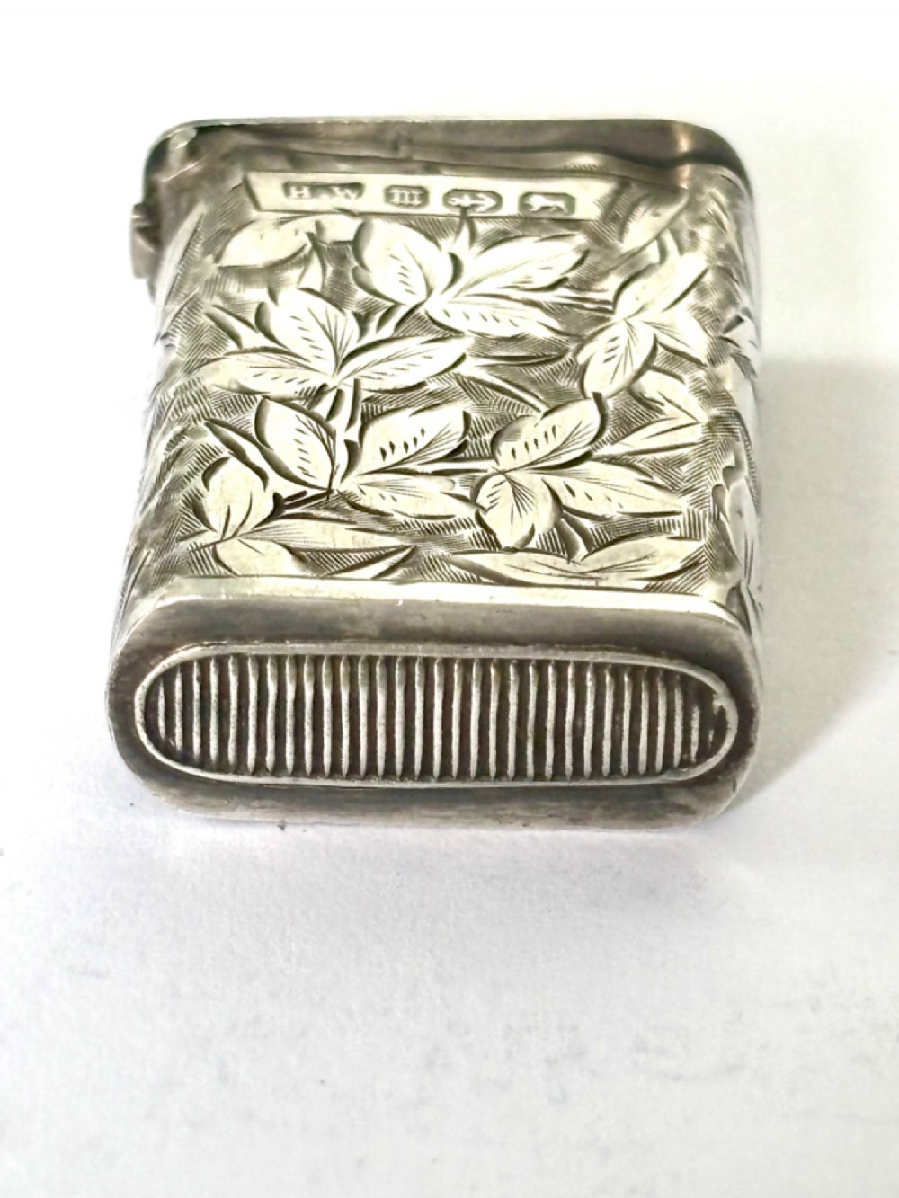 Victorian Silver Flip Top Vesta Case HENRY WILLIAMSON BIRMINGHAM 1886 View V