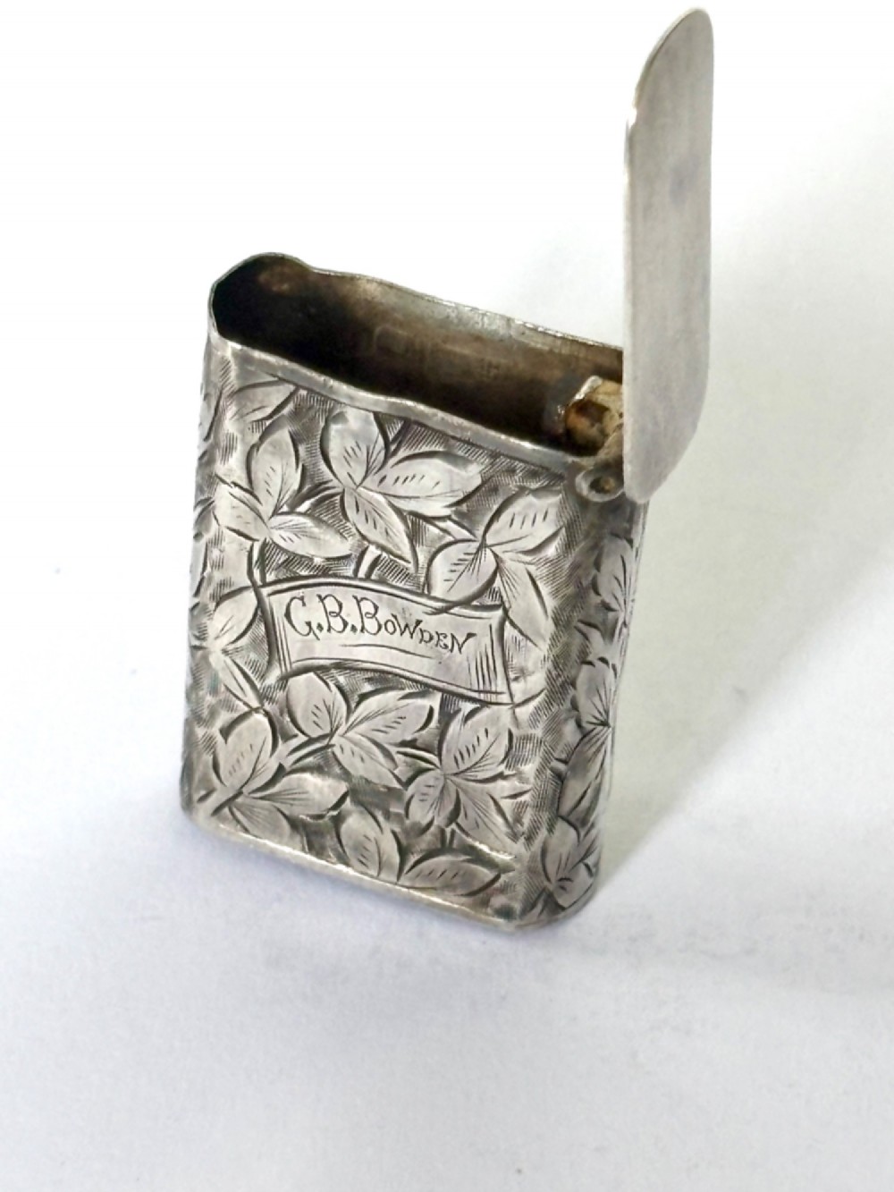 Victorian Silver Flip Top Vesta Case HENRY WILLIAMSON BIRMINGHAM 1886 View VII