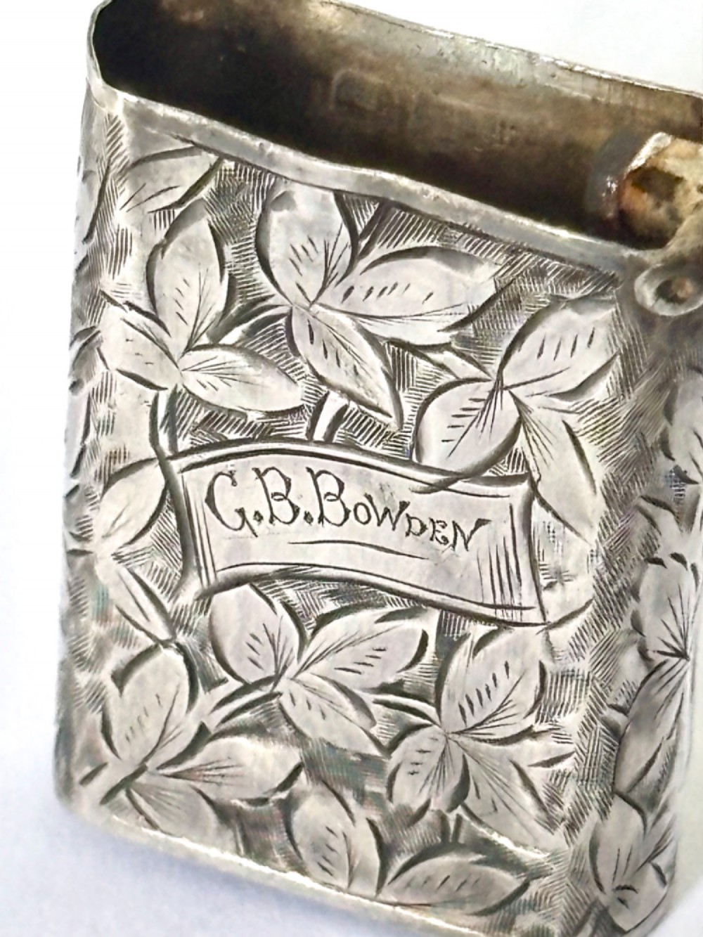 Victorian Silver Flip Top Vesta Case HENRY WILLIAMSON BIRMINGHAM 1886 View VIII