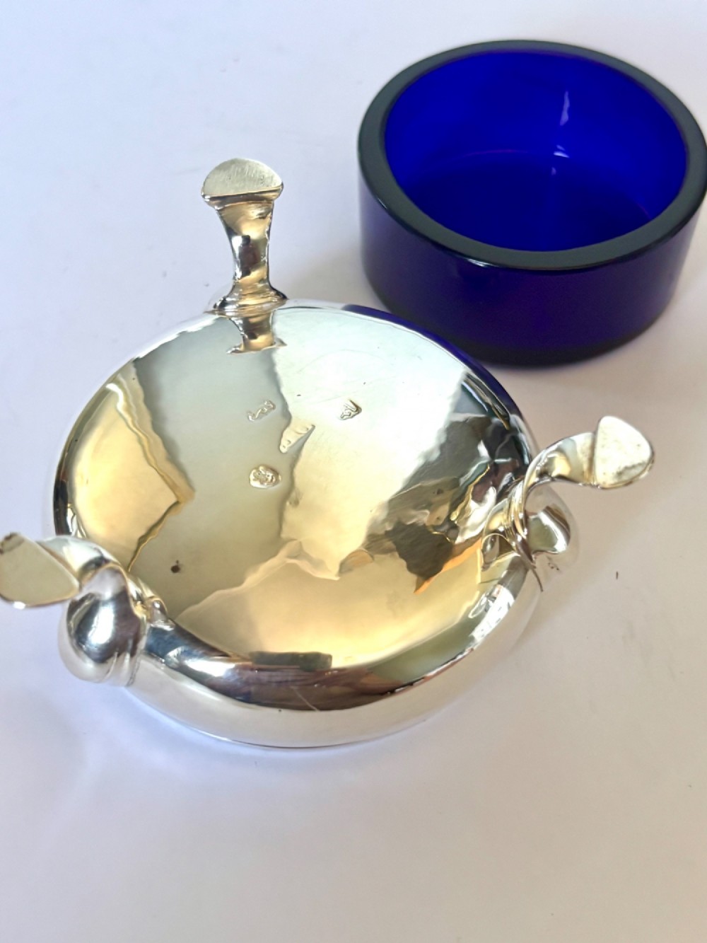 18thC GEORGE II Silver Salt with Blue Glass Liner LONDON 1756 DAVID HENNELL I View VII