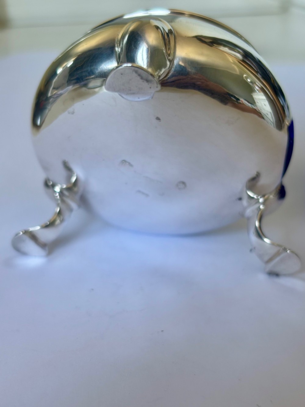 18thC GEORGE II Silver Salt with Blue Glass Liner LONDON 1756 DAVID HENNELL I View XI