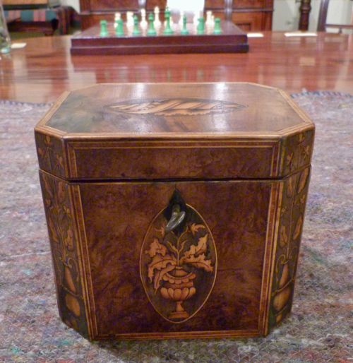 Good Sheraton Period Inlaid Tea Caddy