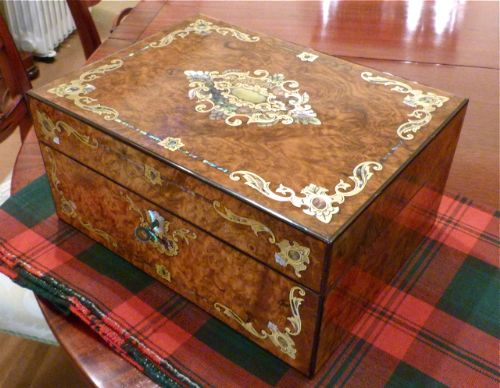Burr Walnut Fitted Sewing Box