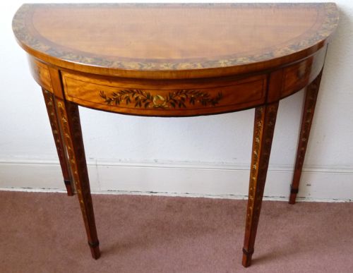 18th Century Satinwood Demi-lune Card Table