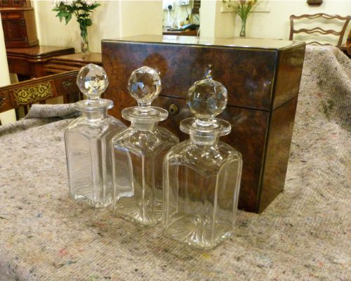 Burr Walnut Decanter Box & Decanters