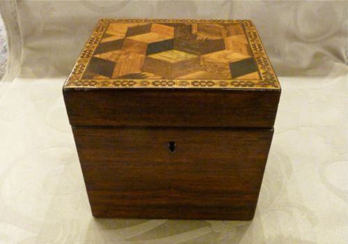Tunbridge-ware Cube Tea Caddy