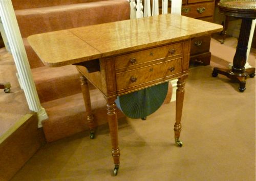 fig 1. BIRDS' EYE MAPLE LADY'S SEWING TABLE by GILLOWS