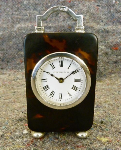A Good Tortoiseshell and Silver Carriage Clock