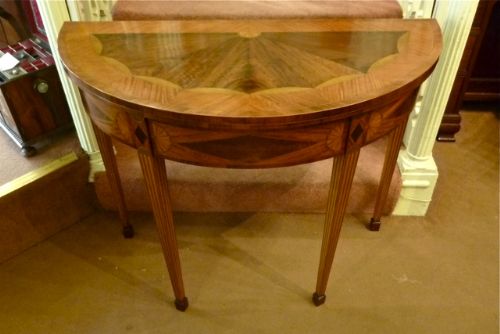 A Fine Marquetry Inlaid Demi-lune Card Table