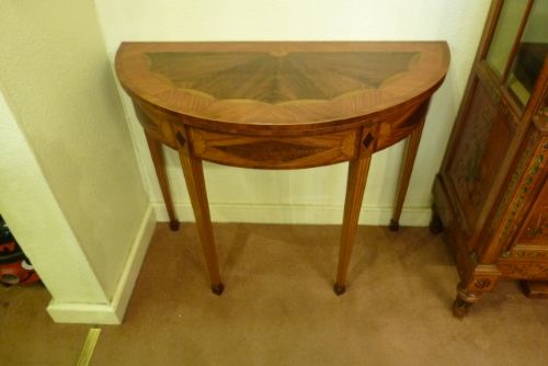 Inlaid Sheraton Demi-lune Card Table