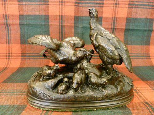 French Animalier Bronze of Partridges
