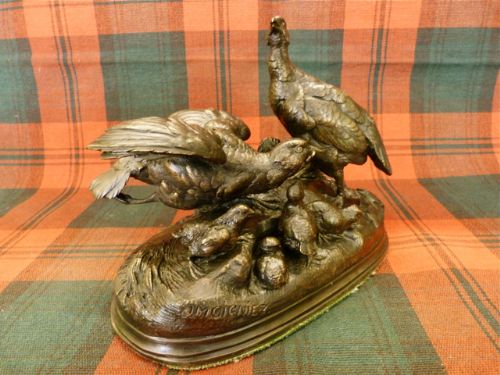 fig 1. FRENCH ANIMALIER BRONZE of PARTRIDGES