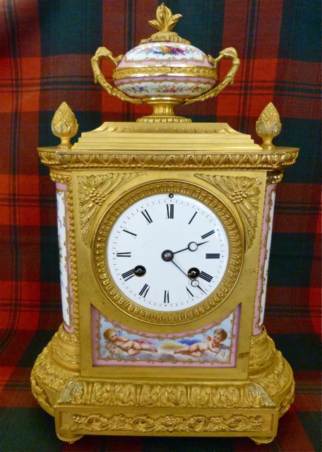 French Ormolu Porcelain-mounted Mantel Clock