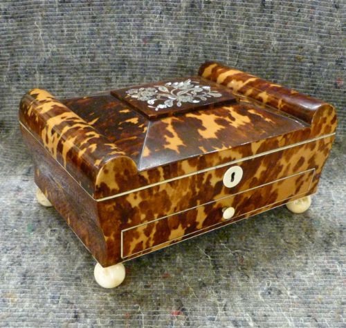Regency Period Fitted Tortoiseshell Sewing Box