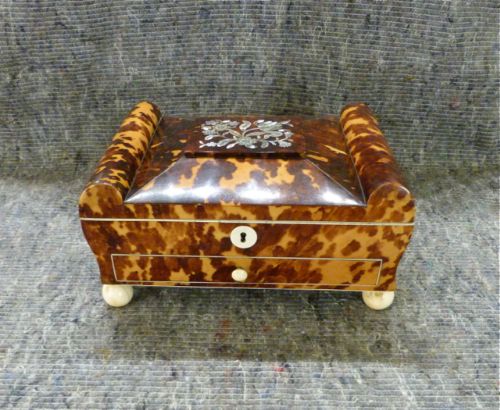 fig 1. REGENCY PERIOD FITTED TORTOISESHELL SEWING BOX