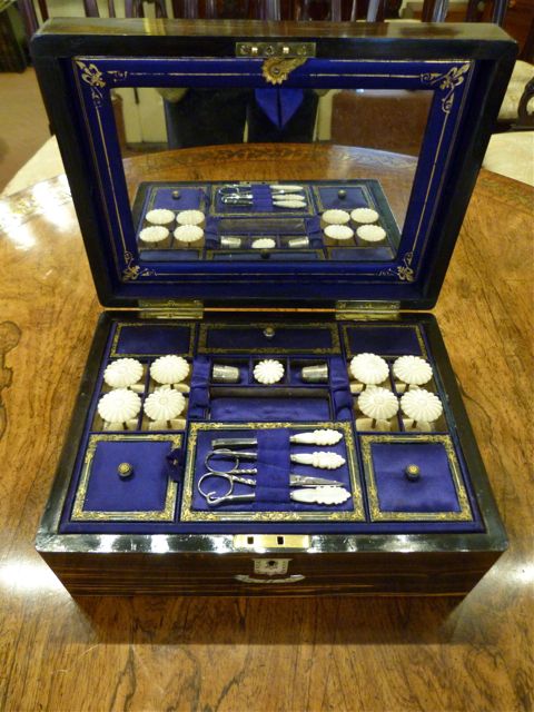 Good Fully Fitted Coromandel-wood Sewing Box