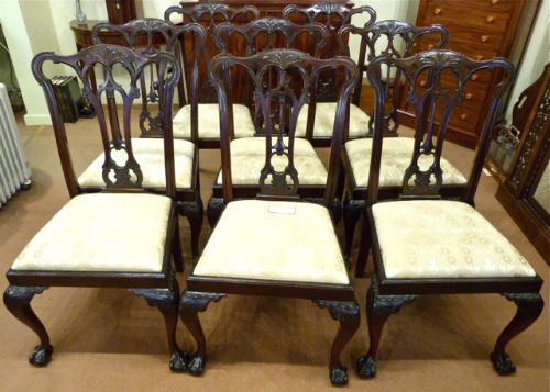 Set of Eight Chippendale-style Dining Chairs