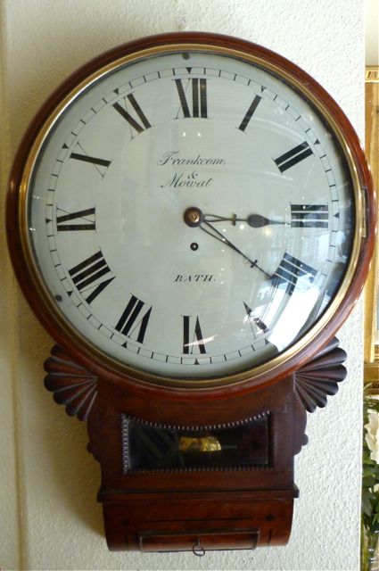 Impressive English Mahogany Drop-dial Wall Clock