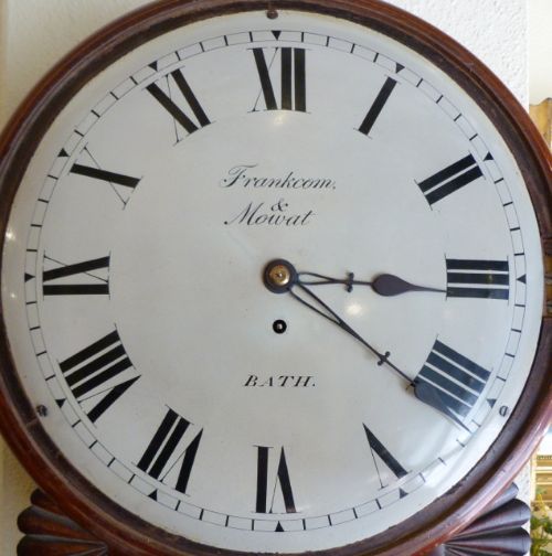 fig 1. IMPRESSIVE ENGLISH MAHOGANY DROP-DIAL WALL CLOCK
