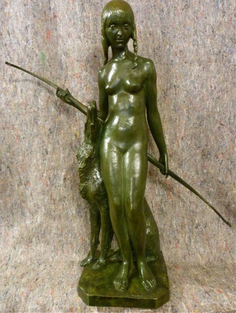 "Diane the Huntress": Large Impressive Art Deco Bronze