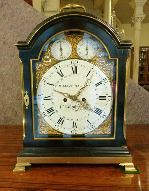 fig 1. FINE RARE GEORGE III ENAMEL DIAL BRACKET CLOCK