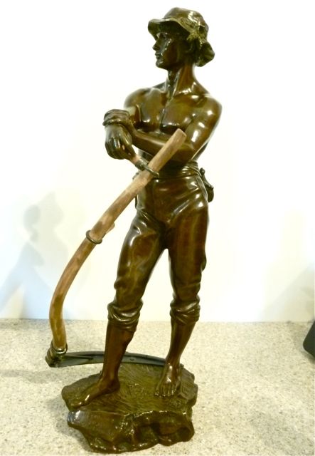 A Fine Large Impressive Bronze of a Farmworker