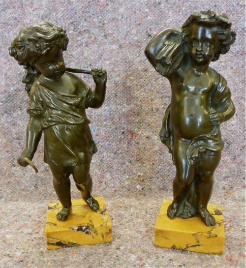 Pair French Bronze Figures Representing Summer