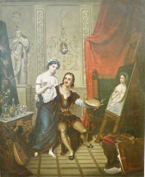 "In the Studio" Oil on Panel by Van Den Daele