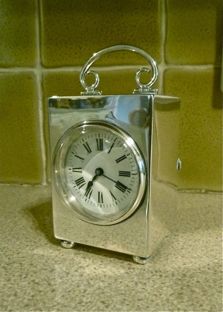 A Pretty Solid Silver Miniature Carriage Clock