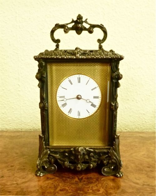 A Fine and Unusual French Bronze Carriage Clock