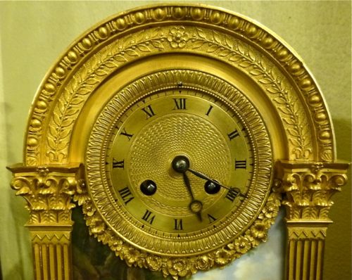 fig 1. UNUSUAL FRENCH ORMOLU & PORCELAIN MANTEL CLOCK