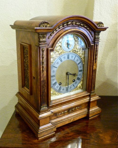 Attractive Burr Walnut Mantle Clock