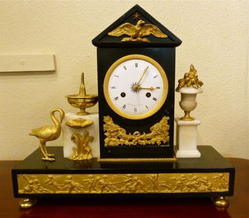 Fine French Empire Marble & Ormolu Clock
