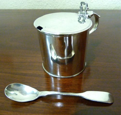 Interesting Georgian Silver Mustard Pot & Spoon